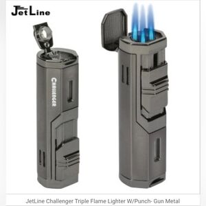 JetLine Challenger Triple Jet Torch Cigar Lighter Gun Metal New In Box.